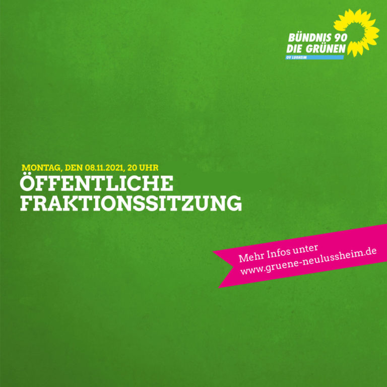 Einladung zur öffentlichen Fraktionssitzung am Montag, den 08.11.2021, 20 Uhr, im Haus der Feuerwehr