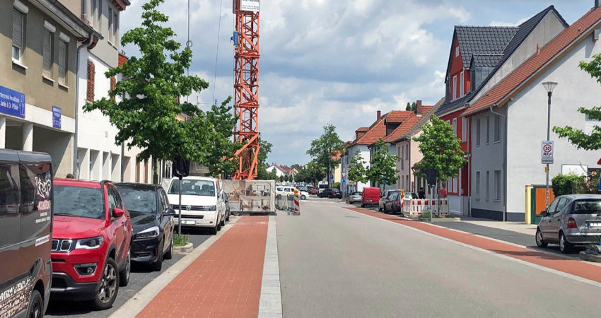 Waghäuseler Straße Richtung Kreisverkehr Baustelle 2021-06-13