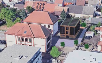 Alter Schulhof mit geplantem Erweiterungsbau der Markus-Schule 21.07.2022 Screen-shot aus den öffentlichen Sitzungunterlagen