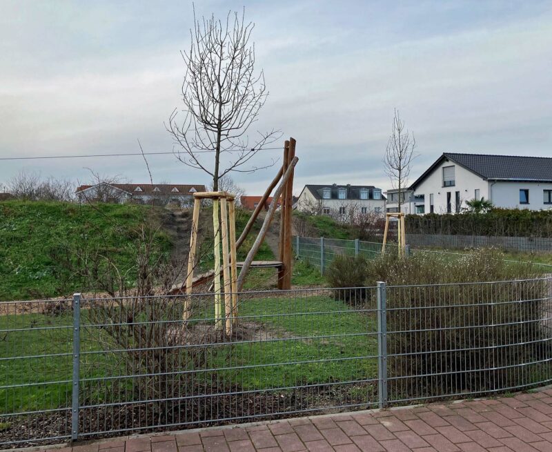 Spielplatz Alter Bahnhof neu gepflanzte Bäume 2023-01-17