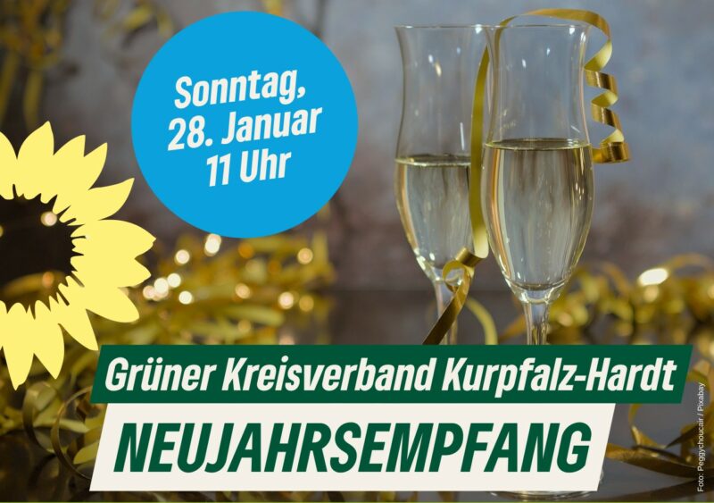 Sharepic Einladung zum Neujahrsempfang des Grünen Kreisverbands Kurpfalz-Hardt 28. Januar