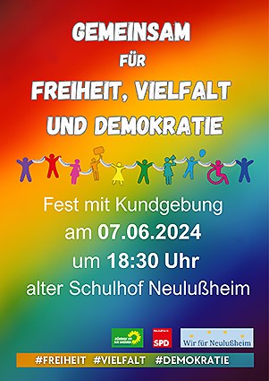 Kundgebung für Freiheit, Vielfalt und Demokratie am 7.6.2024 Flyer