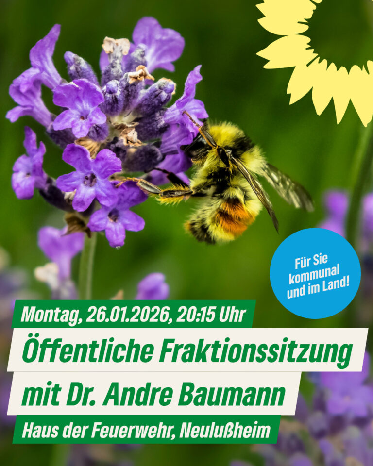 Einladung zur öffentlichen Fraktionssitzung mit Dr. Andre Baumann, Landtagskandidat und Umweltstaatssekretär, am Montag, 26.1.2026, um 20.15 Uhr im Fraktionszimmer im Haus der Feuerwehr